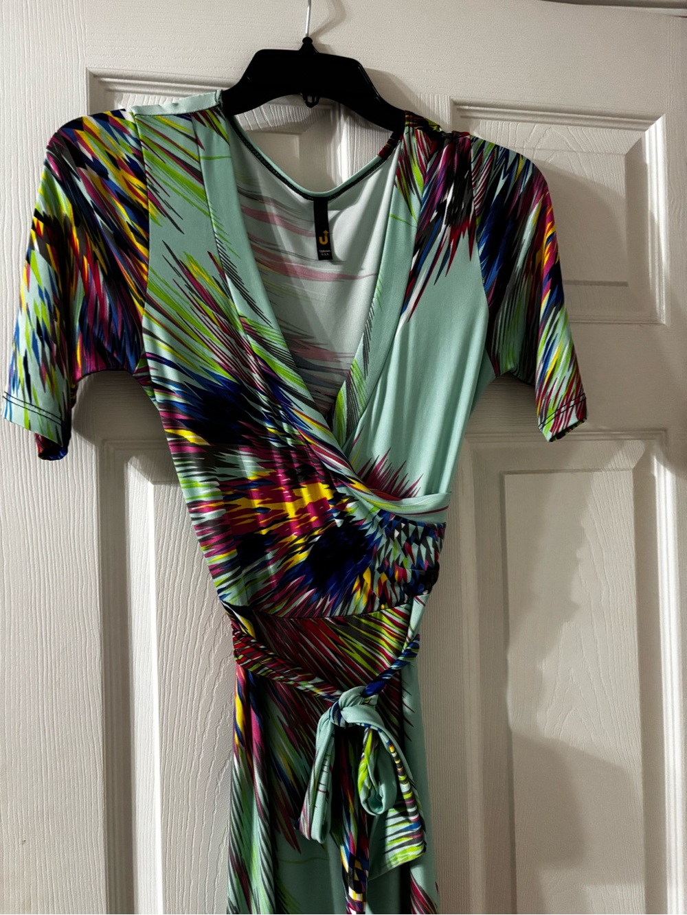 Women's Mint Multicolor Wrap-Style Top